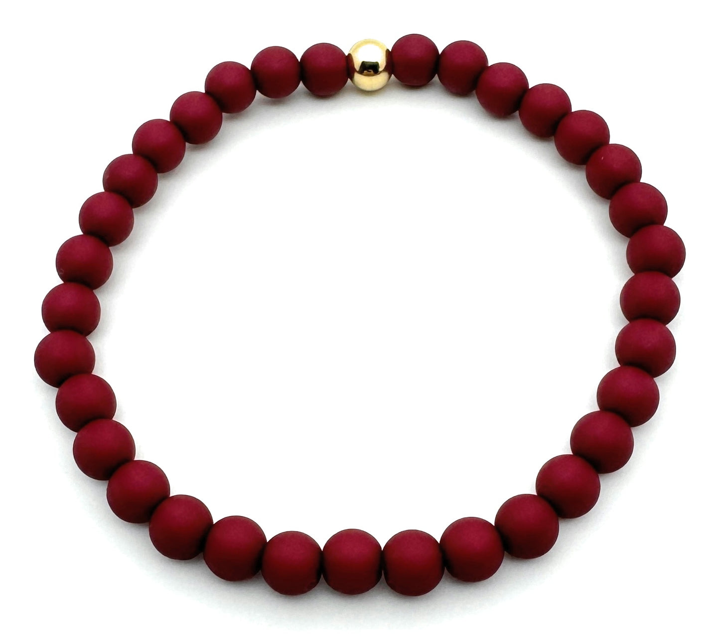 Bracelet perles rouge cerise et or