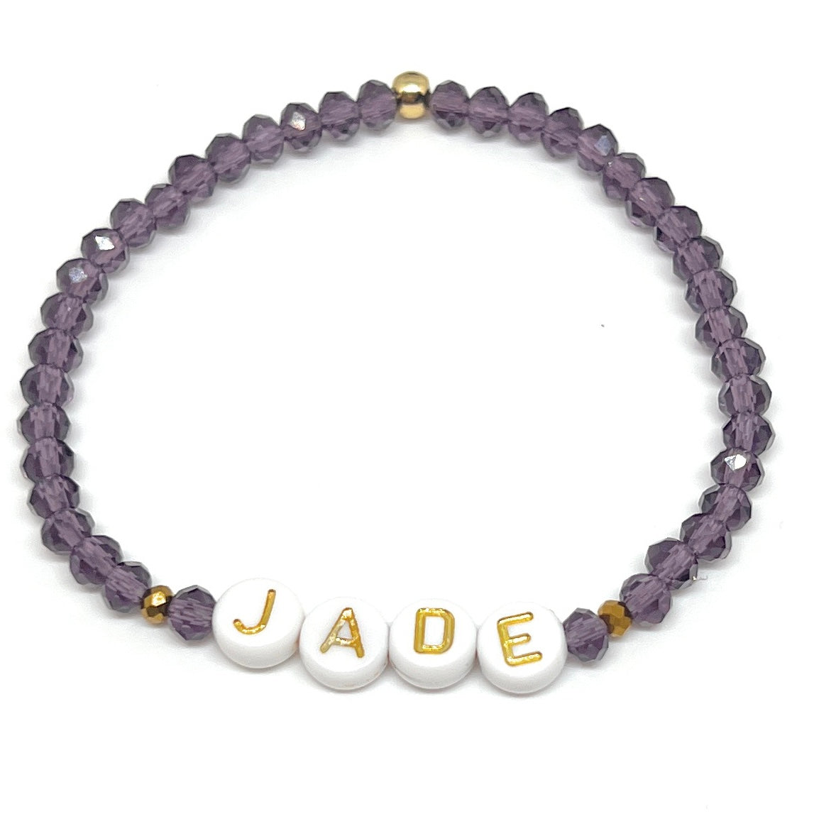 Bracelet personnalisé prénom perles à facettes Amethyst