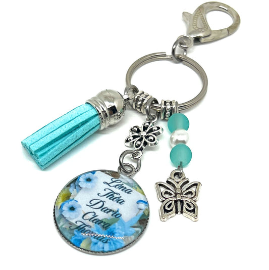 Porte-clés bijoux de sac personnalisé bleu