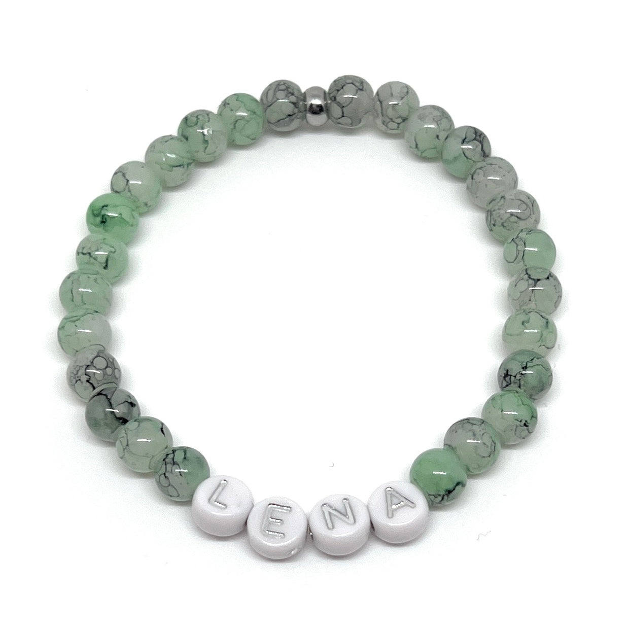 Bracelet personnalisé vert moucheté