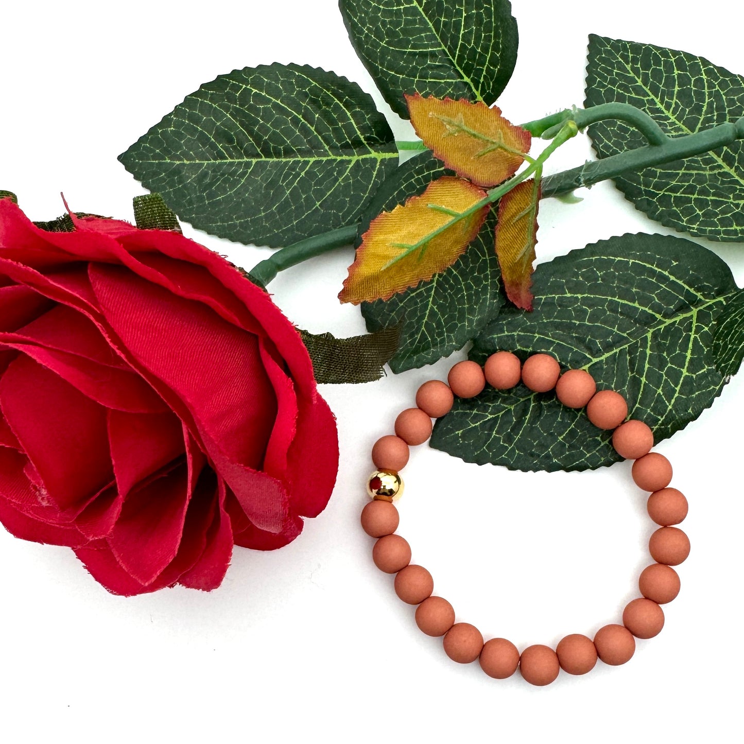 Bracelet perles terracotta