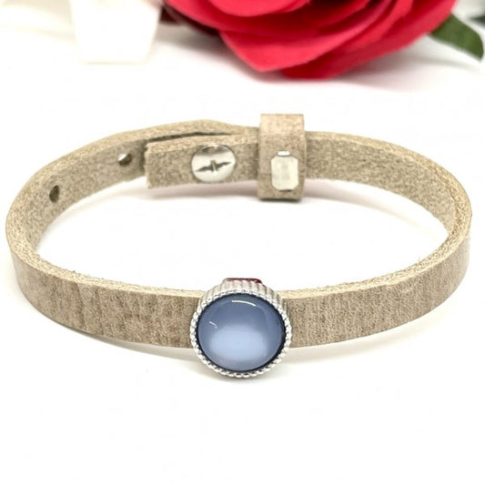 Bracelet cuir femme polaris , beige bleu