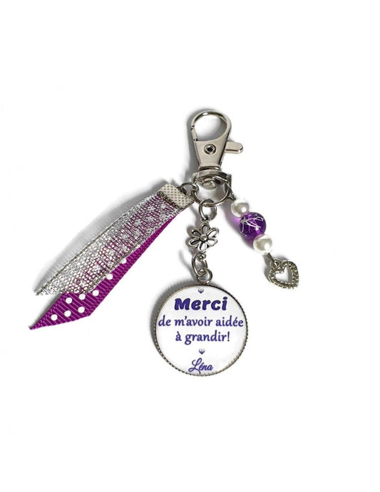 Porte clés Merci de m'avoir aidé à grandir violet