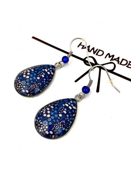 Boucles d'oreilles gouttes Liberty bleues