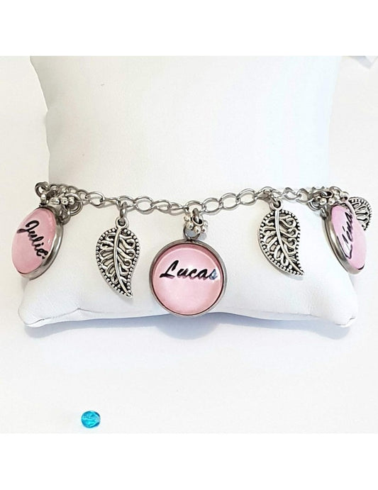 Bracelet personnalisé prénoms modèle rose